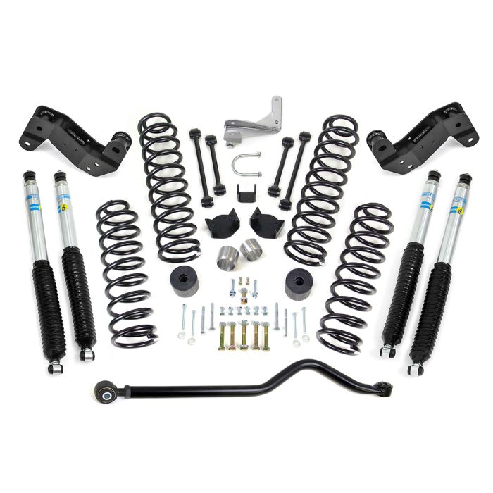 JEEP JK 4" COIL SPRING KIT WITH ADJUSTABLE TRACK BAR, CASTER CORRECTION BRACKET, EXHUAST SPACER WITH BILSTEIN SHOCKS